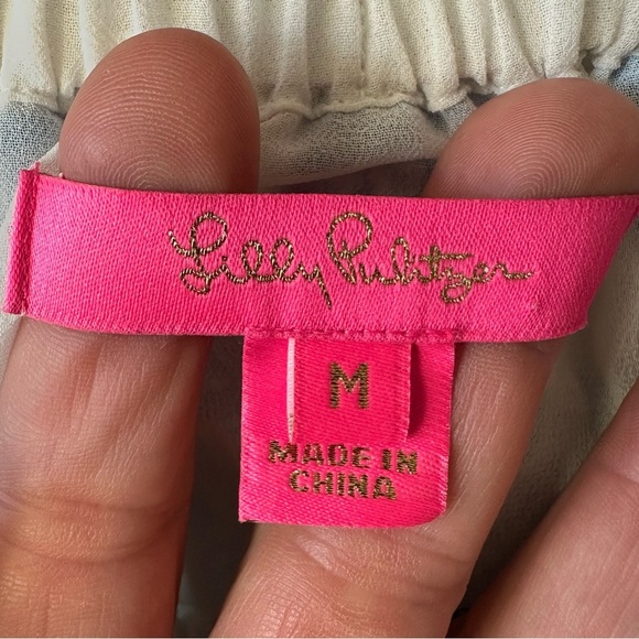 Lilly Pulitzer Alva Baha Blue Paisley Size Medium‎ Off Shoulder Preppy Summer - Picture 4 of 5